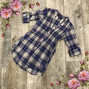 Miley Cyrus MaXazria plaid button down shirt / tunic